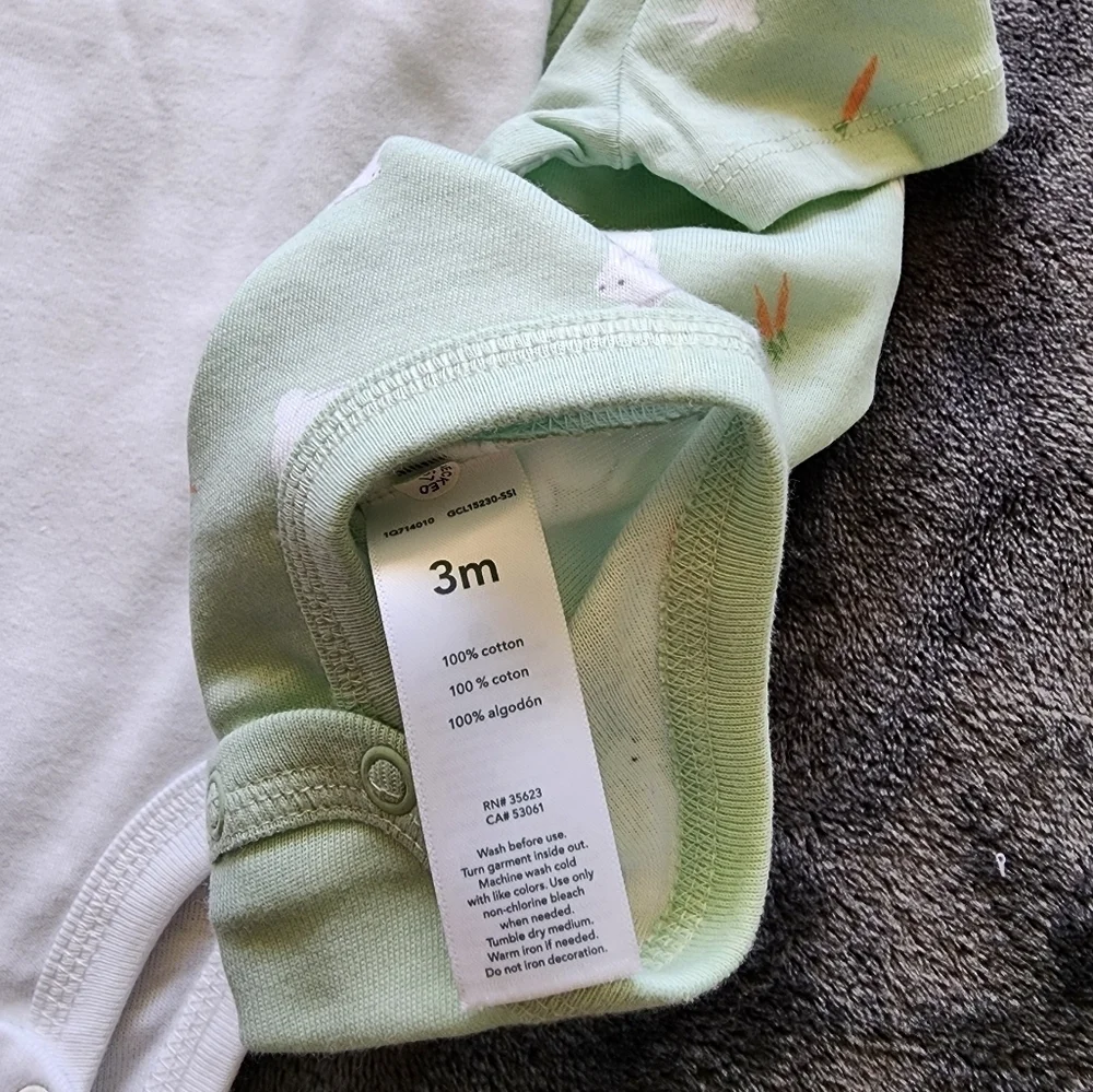 NWT baby boy Easter clothes bundle, size 3/6 months, 4 oncies, romper + bib set